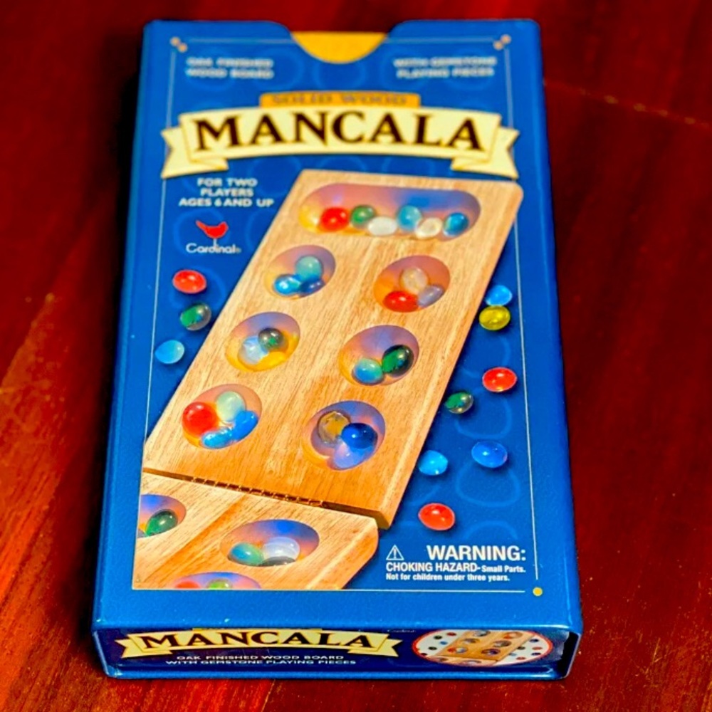 Mancala Game Solid Wood Folding Board Gemstone